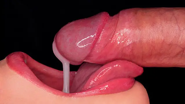 Close up: Tongue-rubbing and cunnilingus on genitals &mdash;  followed by semen swallowing