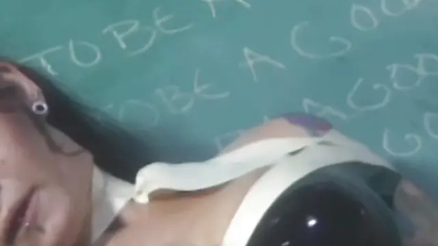 Latex sub gets spanked and dildo fucked in detention domina play