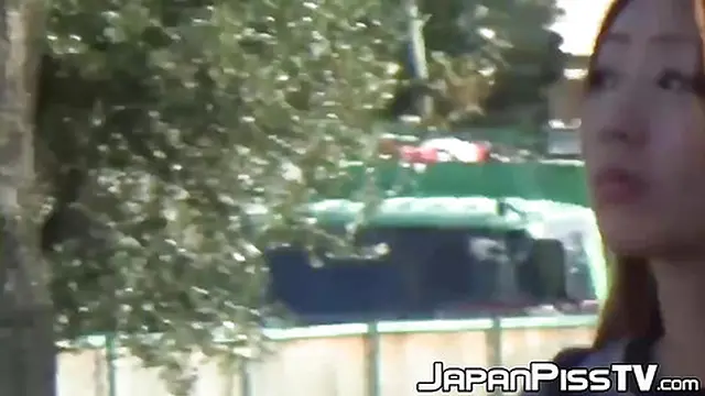Dirty pervert films shy Japanese girls peeing outside