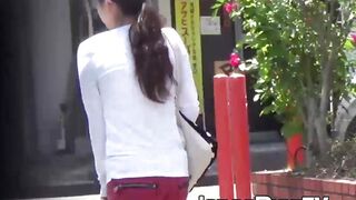 Japanese babes feel embarrassed as they are caught peeing