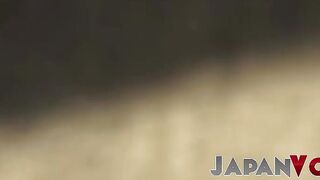 Hairy Japanese exhibitionist peeing on hidden camera