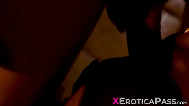 Skinny Ebony Kylie Le Beau pussy plays with a dildo when her lover joins to help her