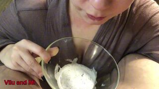 THROAT SALIVA AND SPERM IN THE BOWL