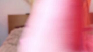 Pink bunny having fun with dildo