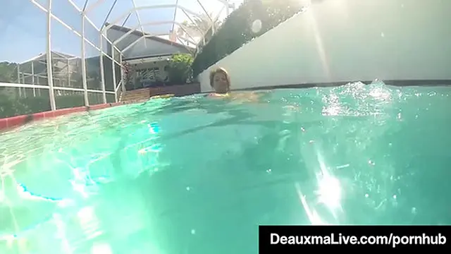 Hot Milf Deauxma Sinks Nude In Pool &mdash;  Rubs Tits Roughly