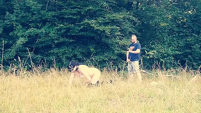 Public slut humiliated on leash HOT