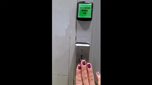 Unlocked door &mdash;  no clue how to lock it &mdash;  peeing in the open