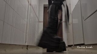 Flowers get crushed by my big latex platform boots
