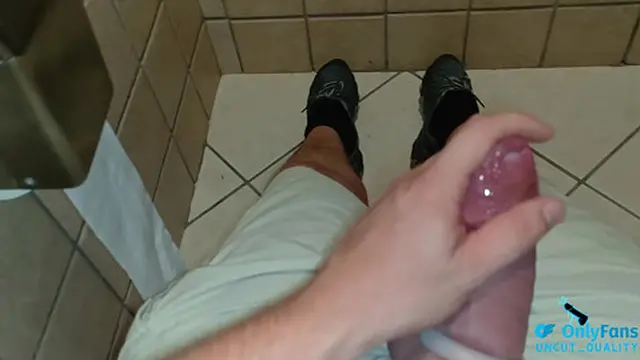 public bathroom tight foreskin masterbation! so much fun !
