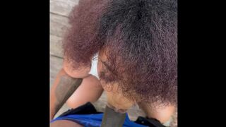 At the park letting him use my mouth