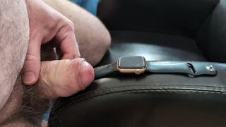 Cumshot on Girlfriend's Apple Watch with Shiny Black Band (Wristwatch Fetish)