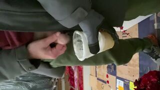 At work pissed in female boss coffee cup in the back of the truck watched her drink it sweat pants