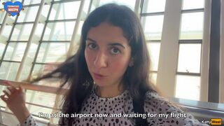 Crazy CUMWALK in Big AIRPORT Full of People Risky Public Blowjob