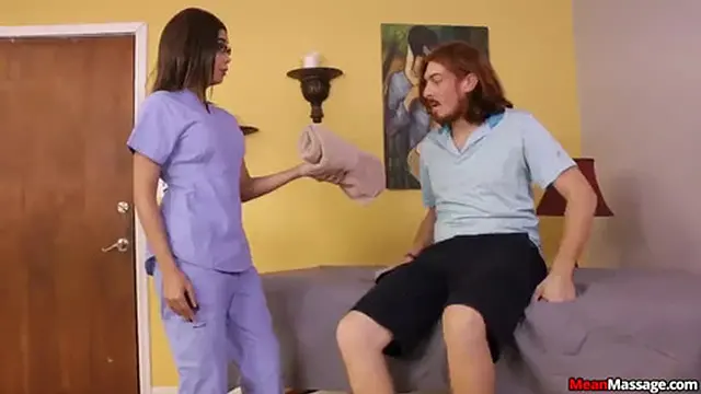 Teen Masseuse Teases Poor Guy Strapped Down