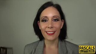 Bound bdsm sub throats dick