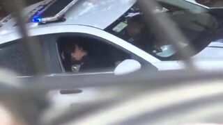 Female Officer Cumming In Sqaud Car