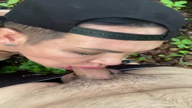 Hot and steamy OLDER WOMAN gives a sensual head in the woods