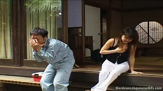 Hot Japanese teen gets a sloppy blowjob and smashed in missionary position