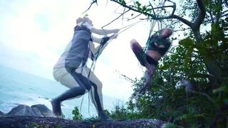Goth Girl Bound and Played With - Public Kinbaku Ropes
