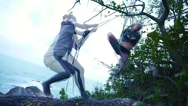 Goth Girl Bound and Played With - Public Kinbaku Ropes