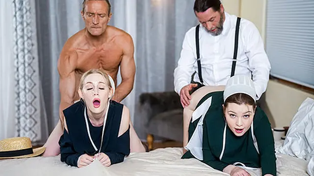 Two Amish Step Daughters Emma Starletto & Adrianna Jade Fulfill Their Wife Duty - DaughterSwap