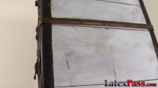 Tiny tot locked in a cage and ravaged till she cums hard